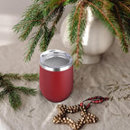 DOMICARE Stainless Steel Wine Tumbler Bulk with Lid, Personalized Insulated Tumblers Set, 12oz Travel Coffee Cups Pack of 4, Red