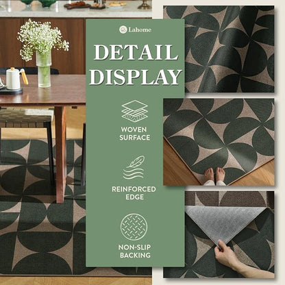 Lahome Green Easy Jute Front Porch Rug, 3x5 Semi Circle Outdoor Rug | Non Slip - Image 3
