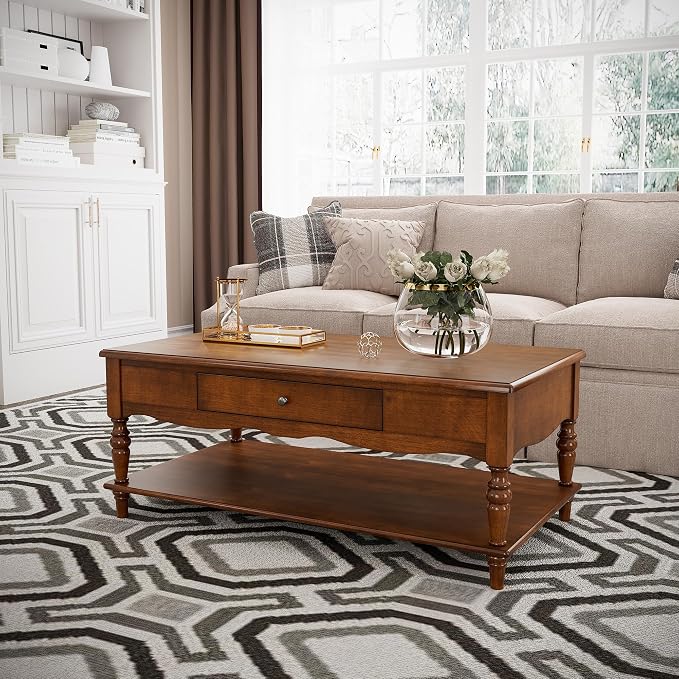 Mid-Century Modern Living Room Coffee Table Set, 3-Piece Solid Wood Living Room - Image 9