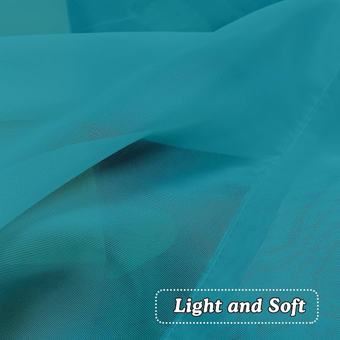 Turquoise Sheer Curtains 36 inches Long, Short Kitchen Window Treatment Solid - Image 5