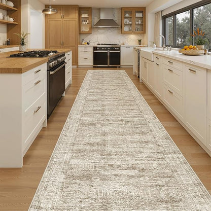 Soalmost Washable 3x16 Hallway Runner Rug Non-Slip Kitchen Entry Rugs Brown | - Image 4