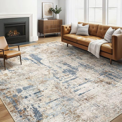 LOONGRUG 6x9 Area Rugs Washable Neutral Modern Living Room Rug Blue Tan | by LOONGRUG