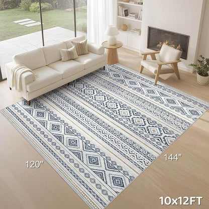 cotiled Boho 10x12 Area Rug for Living Room: Large Moroccan Washable Rug | - Image 9