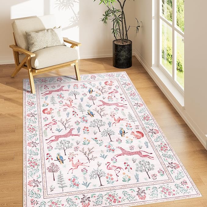 DUKINO 3x5 Rug, Washable Animal Area Rug by DUKINO