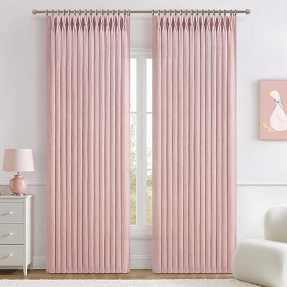 Cute Baby Pink Memory Trained Pinch Pleated Curtains 84 Inch Length 2 Panels Set by PleatedDrapes