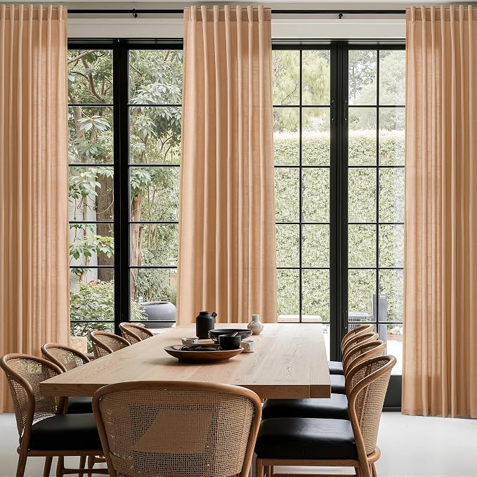 Camel Linen Curtains for Living Room 94 Inches Long Back Tab and Rod Pocket - Image 8