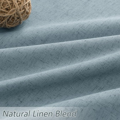 Blue 100% Blackout Linen Curtains 100 Inch Length 2 Panels Set - Image 5