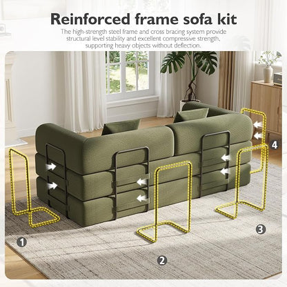 79in Convertible Sofa Bed, Corduroy Boneless Couch Bed, Futon Sleeper Sofa Pull - Image 7