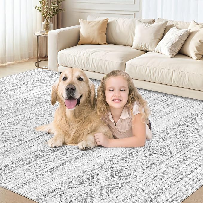 cotiled Boho 10x14 Area Rug for Living Room: Large Moroccan Washable Rug | - Image 5