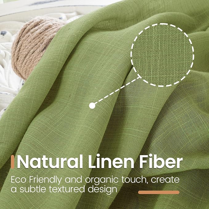 BGment 45 Inch Length Green Linen Curtains - Image 3