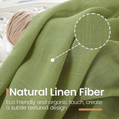 BGment 45 Inch Length Green Linen Curtains - Image 3