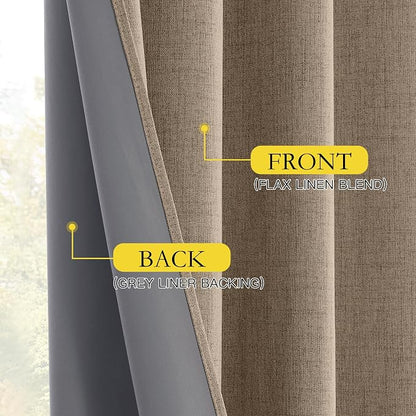 NICETOWN Short 100% Blackout Curtains 63" Long, Linen Blend Drapes - Image 7