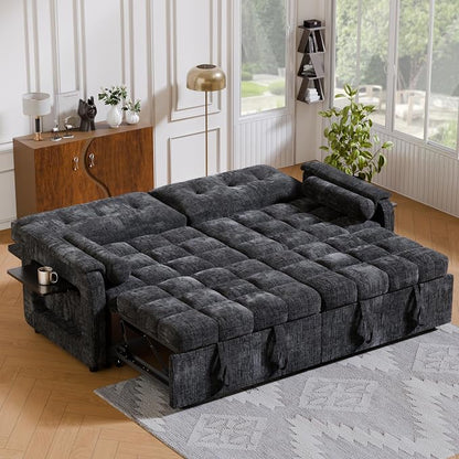Convertible Sleeper Sofa Bed, 86 Inch Chenille Pull Out Couch - Image 9