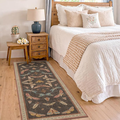 Brown Vintage Hallway Runner Rug 2x8, Washable Non Slip Carpet - Image 3