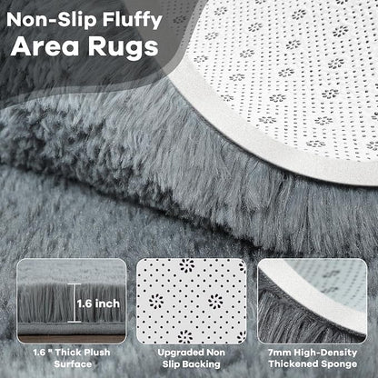 4x6 Grey Fluffy Soft Area Rug Non-Slip - Image 4