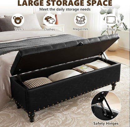 Mangodan 50" Storage Ottoman Bench, Tufted Ottoman - Image 3