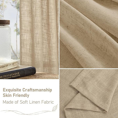 Sheer Linen Curtains 96 inches Long 2 Panels Set - Image 6