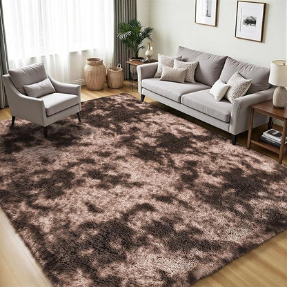 PLHXFR 5x7 Area Rug Living Room: Fluffy Bedroom Soft Shag Rug Coffee Brown | - Image 3