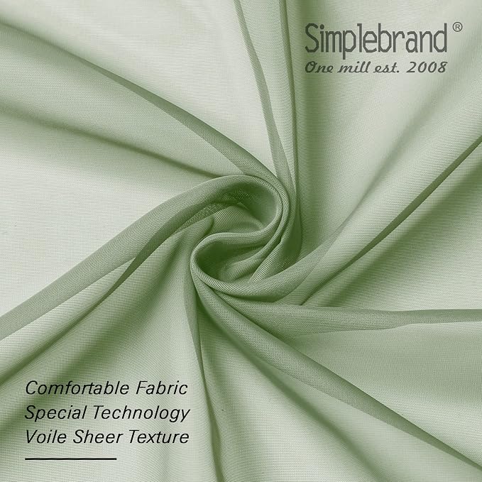 Simplebrand Sage Sheer Curtains 96 Inches Long, Light Filtering Rod Pocket - Image 8