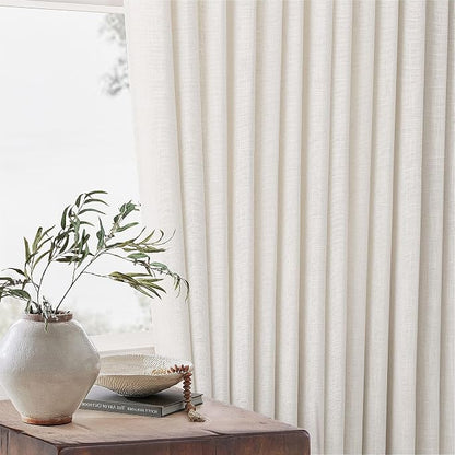 Natural Extra Wide 60 Inch Width Pinch Pleated 84 Inch Curtains | Thick Linen - Image 5