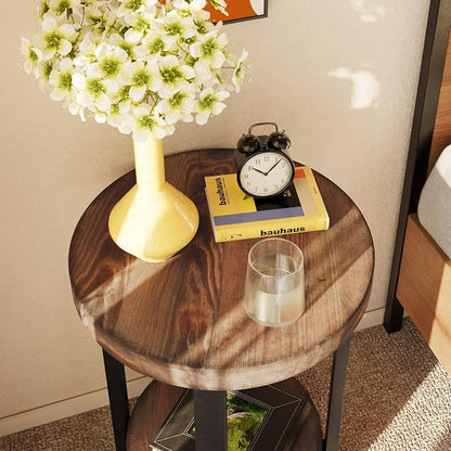 Alaterre Furniture Pomona Living Room 2-Tier Solid Wood Small Round End Table - Image 6