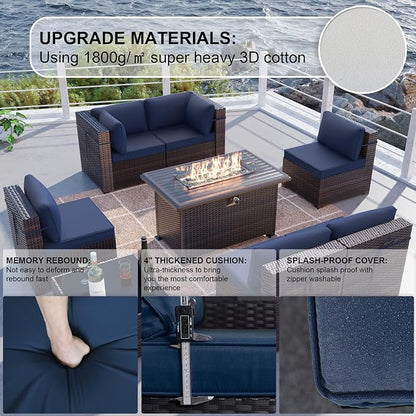 Kullavik 8 Pieces Outdoor Patio Furniture Set, Sectional Sofa Set - Image 3
