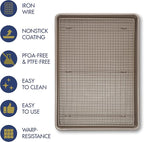 Ultra Cuisine Quarter Baking Sheets with 100% Stainless Steel Rack Set - Includes Premium Aluminum Baking Sheet and Dishwasher Safe Cookie Cooling Racks,Commercial Quality 13"x9"x1"