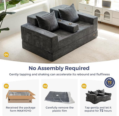 MAXYOYO Loveseat Sofa Bed, 4 in 1 Convertible Boneless Couch Folding Recliner - Image 6