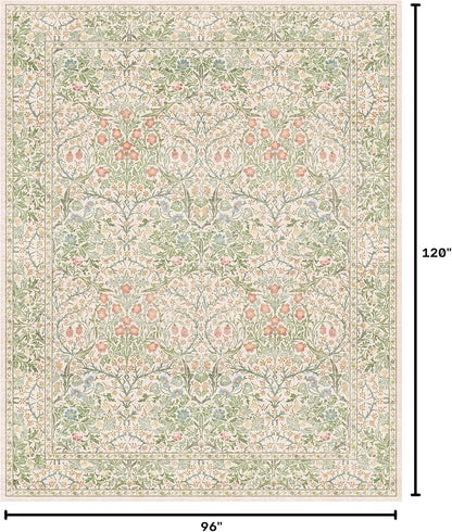 Cream Green Washable 8x10 Area Rugs - Image 2