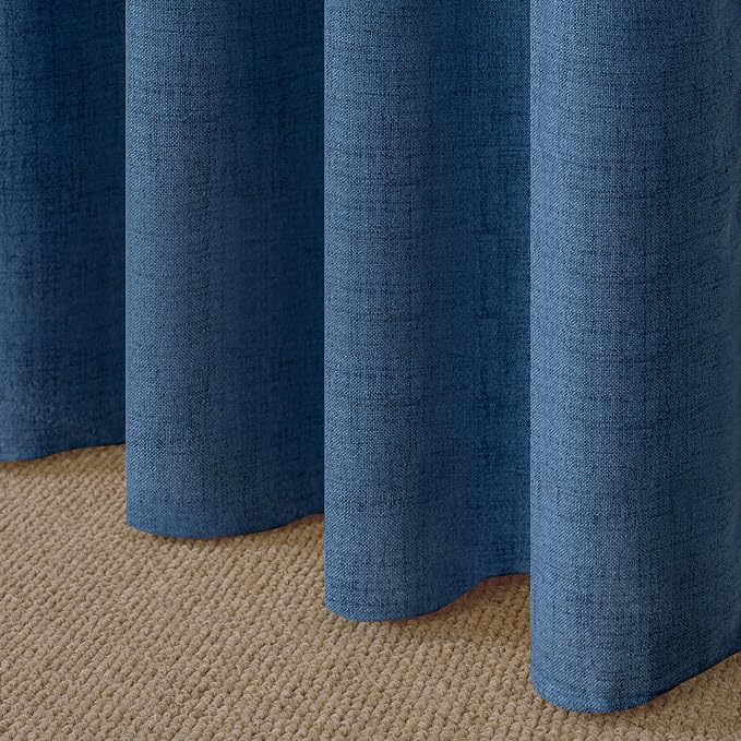 YoungsTex Dark Blue Linen Curtains 68 Inch Length - Image 8