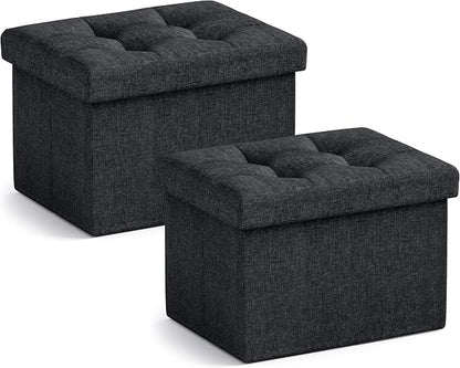 Ornavo Home Small Storage Ottoman, Foldable Collapsible Rectangle Linen Ottoman by OrnavoHome