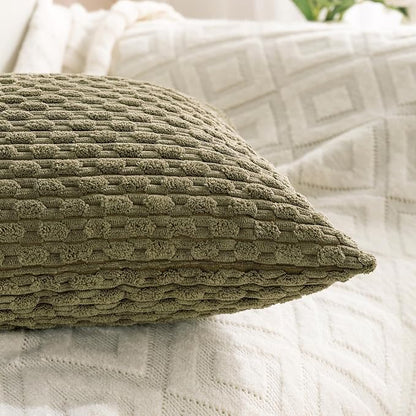 Set of 4 Olive Green Decorative Throw Pillow Covers 12x20 Inch Corduroy Pillow - Image 7