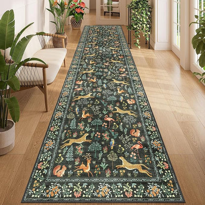DUKINO 3x12 Runner Rug for Hallway, Washable Animal Rug for Kitchen, Low Pile by DUKINO