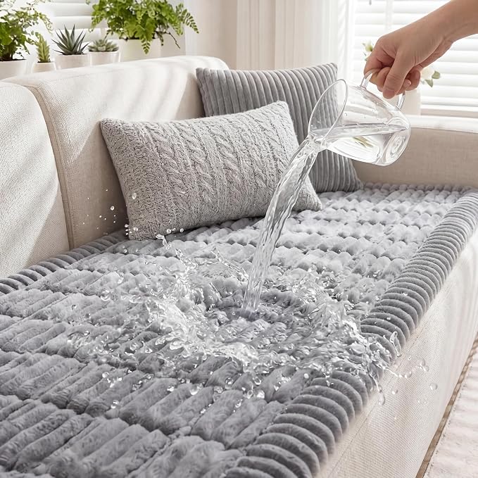 Fixwal Waterproof Flannel Dog Couch Cover, 27.6" x 47", Light Gray | Integrated by Fixwal