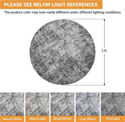 Aelenmu Round Rug 5ft Washable Rug - Image 2