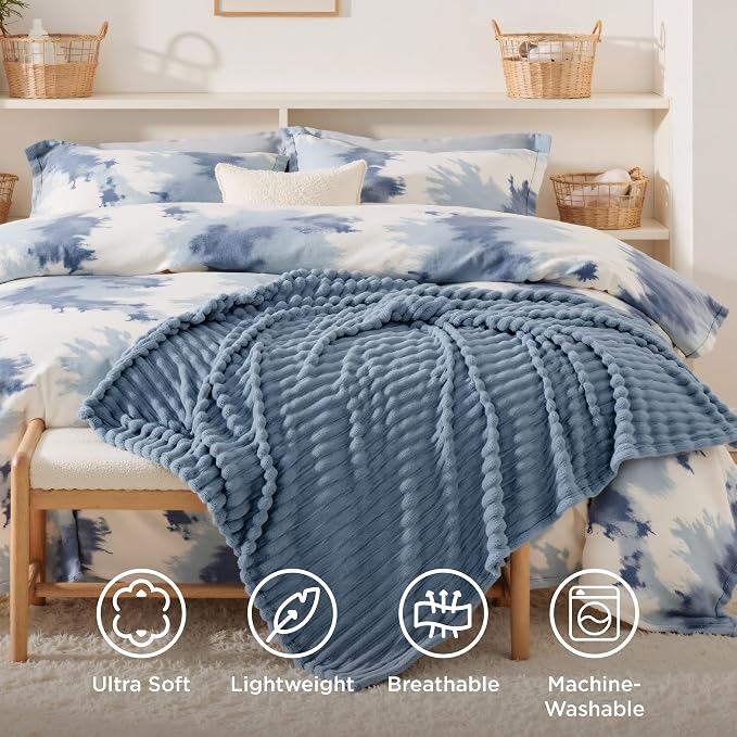 Bedsure Soft Blue Throw Blanket - Image 5