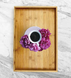 Bam & Boo - Natural Bamboo Serving Tray Modern Rectangular - for Food, Drinks, Decor, Vanity in Home, Kitchen, Bathroom, Coffee Table, Bed(Extended, 17.75” x 11.8" x 1.2")