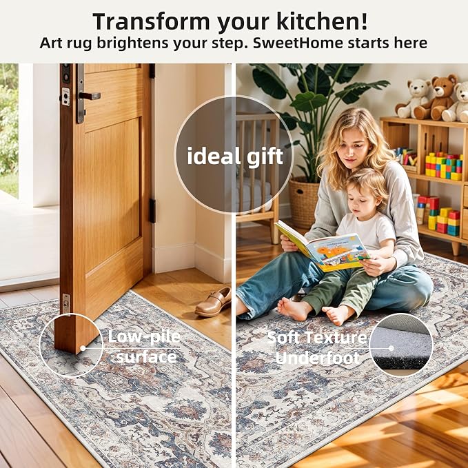 4 Pieces Kitchen Rug Set: Washable Water Resisitant Carpet - Image 3