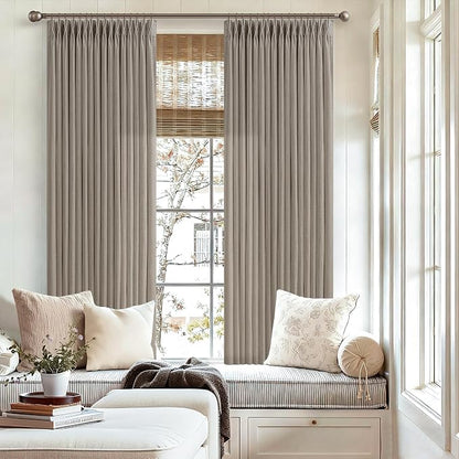 Burlywood Birch Pleated Semi Sheer Linen Kitchen Curtains 50x63 | Taupe Pinch - Image 7