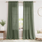 Olive Green Linen Curtains for Living Room 2 Panels Set 144 Inch Length Back by Nanspring