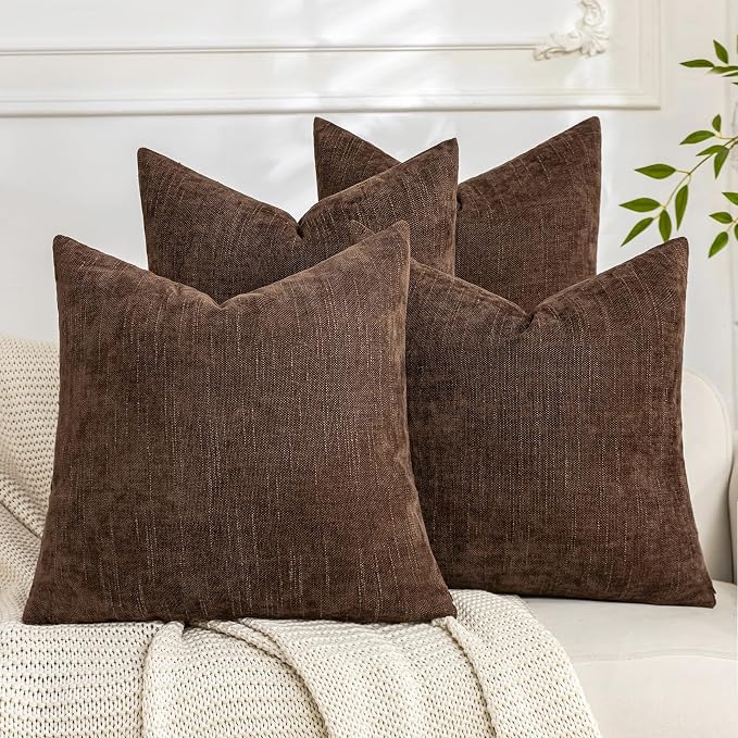 Set of 4 Soft Textured Decorative Throw Pillow Covers 20x20 Inch Cozy Farmhouse by Cozoomy