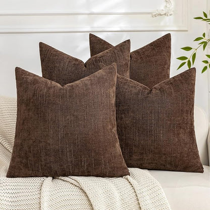 Set of 4 Soft Textured Decorative Throw Pillow Covers 20x20 Inch Cozy Farmhouse by Cozoomy