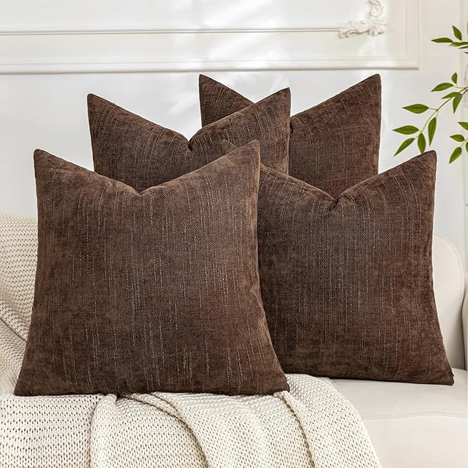 Set of 4 Soft Textured Decorative Throw Pillow Covers 22x22 Inch Cozy Farmhouse by Cozoomy