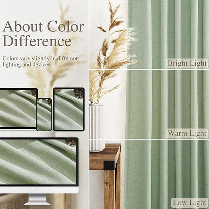 Mist Sage Linen Curtains 63 Inches Long 2 Panel Sets - Image 3