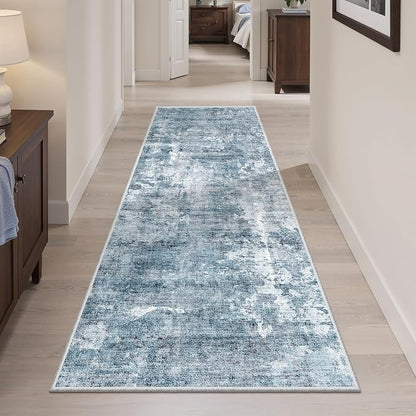 Soalmost Abstratc Runner Rug 2x6 Washable Kitchen Hallway Runners Blue/Grey | - Image 2