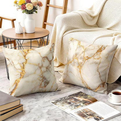 OBSEDE Gold Foil Marble Decorative Throw Pillow Covers 18 × 18 in, Couch - Image 6
