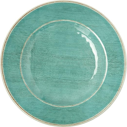 Carlisle FoodService Products Grove Reusable Plastic Plate Salad Plate with Rim for Home and Restaurant, Melamine, 9 Inches, Aqua, (Pack of 12)