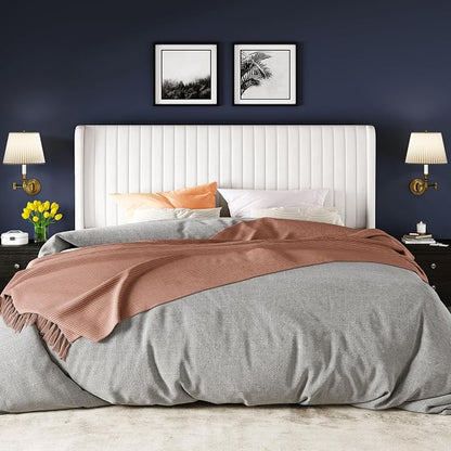 Allewie King Size Velvet Bed Frame/Vertical Channel Tufted Wingback - Image 3