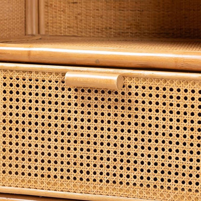 Bali & pari Curacao Modern Bohemian Light Honey Rattan 2-Drawer Bookcase - Image 7