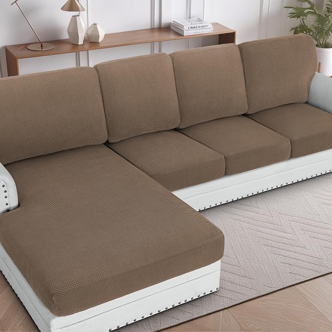 H.VERSAILTEX Sectional Couch Covers 4 Pieces Sofa Seat Cushion Covers L Shape by HVERSAILTEX